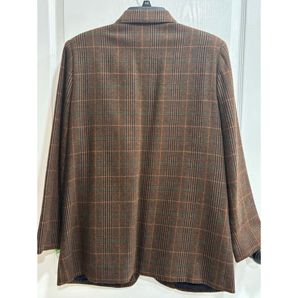 Vintage SAG HARBOR Wool Blend Brown Plaid Blazer, Woman’s Size 12 - Picture 3 of 10
